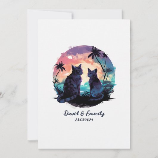 Glücklich in der Liebe Sonnenuntergang romantische Einladung (Rückseite)