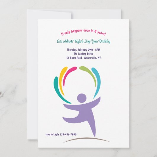 Glücklich ist es Leap Year Birthday Einladung (Vorderseite)