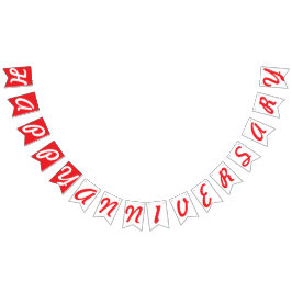 GLÜCKLICH JAHRESTAG, ROT + Weiß Wimpelkette