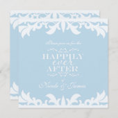 GLÜCKLICH JE NACH DEM blauen Elegant Hochzeit Einl Einladung (Vorne/Hinten)