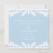 GLÜCKLICH JE NACH DEM blauen Elegant Hochzeit Einl Einladung (Rückseite)