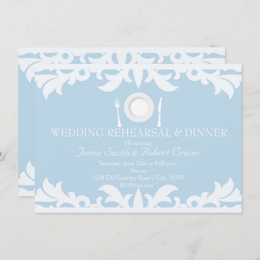 GLÜCKLICH JE NACH Hochzeit Probe Dinner einladen Einladung (Vorne/Hinten)