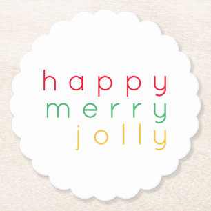 GLÜCKLICH, JOLLY Scalloped Round Paper Untersetzer