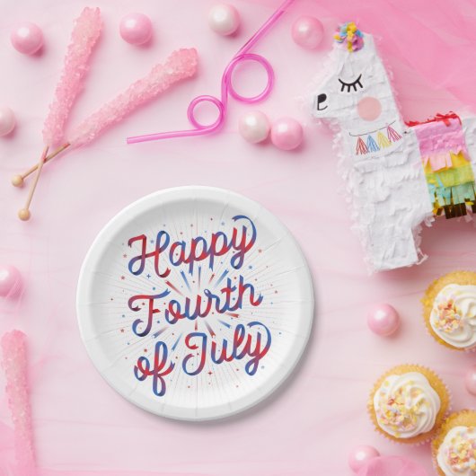 Glücklich Juli 4./7" PapierTeller (rot/Blau) (Party)