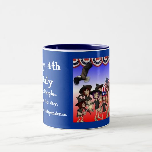 Glücklich Juli 4.! Zweifarbige Tasse (Mittel)