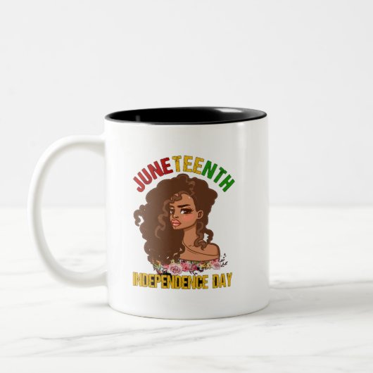 GLÜCKLICH JUNETEENTH 2025 ZWEIFARBIGE TASSE (Links)
