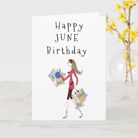 GLÜCKLICH ***JUNI*** GEBURTSTAG FÜR **HER** KARTE (Gelbe Blume)