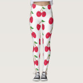 Glücklich Lächelnd Kawaii Kirsche Frucht Leggings (Vorderseite)