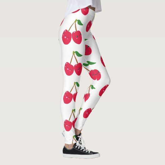 Glücklich Lächelnd Kawaii Kirsche Frucht Leggings (Rechts)