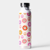 Glücklich Lächelnde Blume mit Friedenszeichen Indi Trinkflasche (Links)