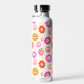 Glücklich Lächelnde Blume mit Friedenszeichen Indi Trinkflasche (Rechts)