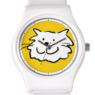 Glücklich lächelnde Katze als Spaß Cartoon Illustr Armbanduhr