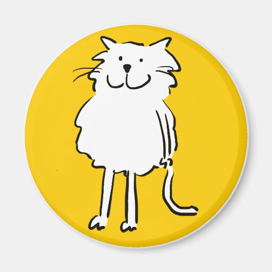 Glücklich lächelnde Katze als Spaß Cartoon Illustr Magnet (Vorne)