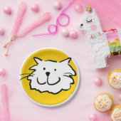 Glücklich lächelnde Katze als Spaß Cartoon Illustr Pappteller (Party)