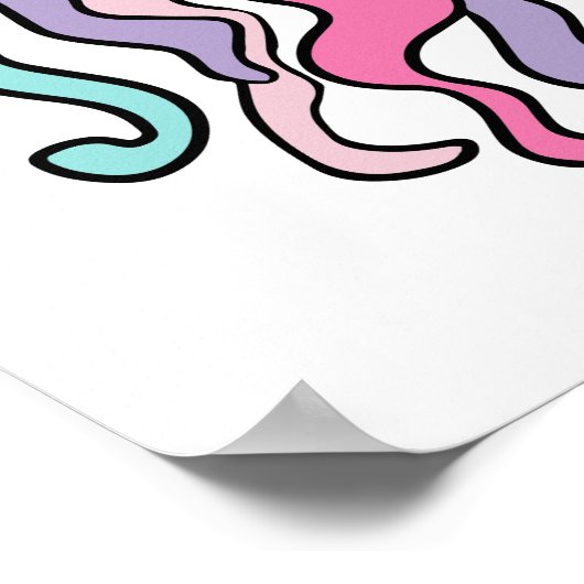 Glücklich lächelnde Qualle mit Blasen. Poster (Ecke)