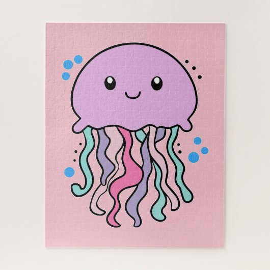 Glücklich lächelnde Qualle mit Blasen. Puzzle (Vertikal)