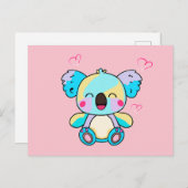 Glücklich lächelnder Baby koala Bär mit Liebe Herz Postkarte (Vorne/Hinten)