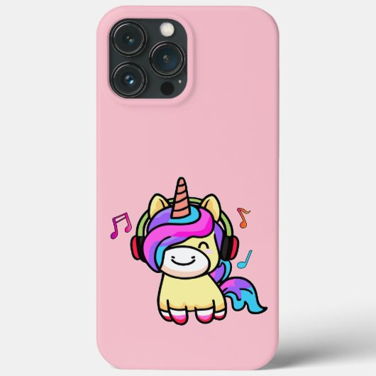 Glücklich lächelndes Baby Einhorn mit Kopfhörer. Case-Mate iPhone Hülle (Rückseite)