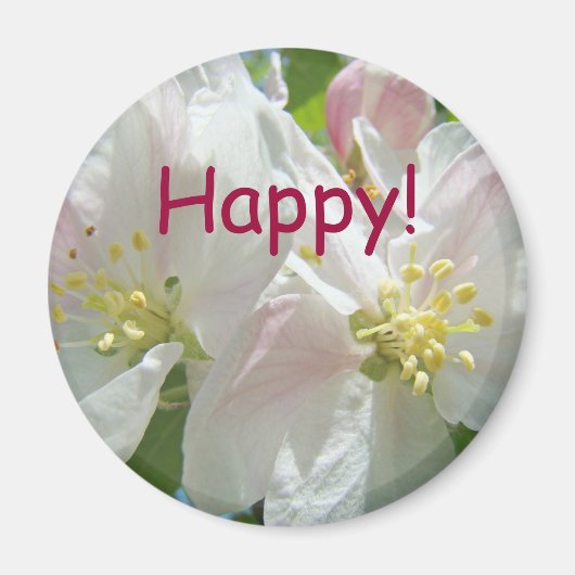 Glücklich! Magnete Frühlingsapfel Blossom Blume Magnet (Vorne)