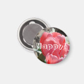 Glücklich! Magneten rosa Tulpe-Blumen-Glück Magnet (Vorderseite/Rückseite)