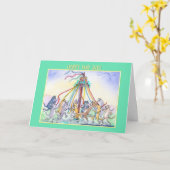 Glücklich Maifeiertag, Katzenmaibaumtanzen, Karte (Gelbe Blume)