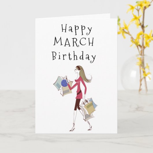 GLÜCKLICH ***MÄRZ*** GEBURTSTAG FÜR **HER** KARTE (Gelbe Blume)