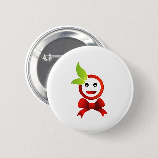 Glücklich mit grünem Blätter Button (Vorne & Hinten)