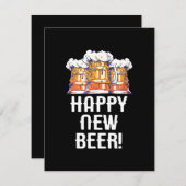GLÜCKLICH NEUES BIER! Silvester Party trinken Begleitkarte (Vorne/Hinten)