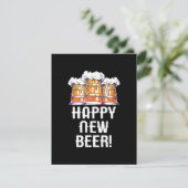 GLÜCKLICH NEUES BIER! Silvester Party trinken Begleitkarte (Stehend Vorderseite)