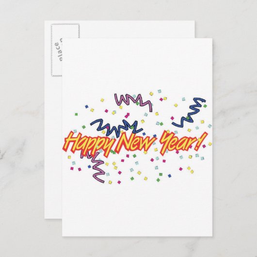 GLÜCKLICH NEUES JAHR3 FEIERTAGSPOSTKARTE (Vorne/Hinten)