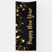 GLÜCKLICH NEUES JAHR Black and Gold Stars Banner (Vertikal)