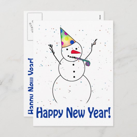 GLÜCKLICH NEUES JAHR! FEIERTAGSPOSTKARTE (Vorne/Hinten)