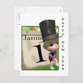 GLÜCKLICH NEUES JAHR! FEIERTAGSPOSTKARTE (Vorne/Hinten)