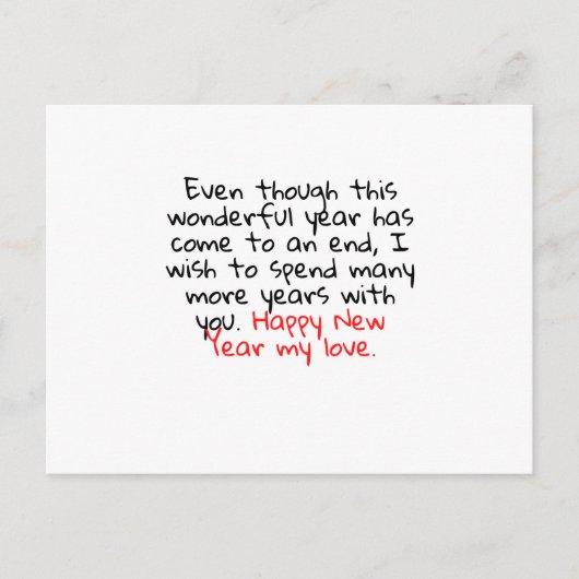 GLÜCKLICH NEUES JAHR MEINE LIEBE POSTKARTE (Vorderseite)