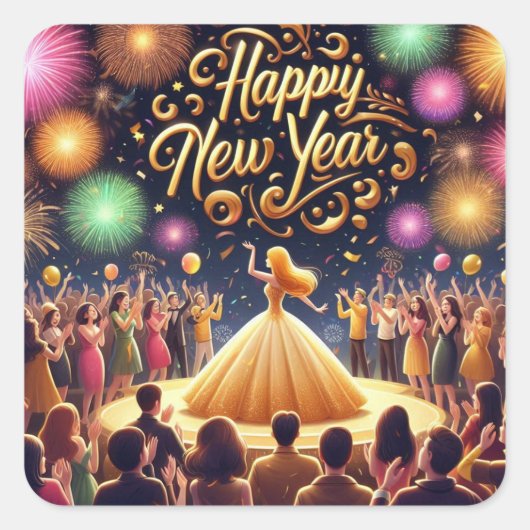 GLÜCKLICH NEUJAHR Aufkleber (Vorderseite)