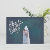 GLÜCKLICH NEUJAHR VINTAGE BÄUME-WEISS FEIERTAGSKARTE (Stehend Vorderseite)