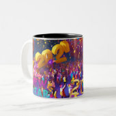 GLÜCKLICH NEUJAHRE 2025 ZWEIFARBIGE TASSE (Vorderseite Links)