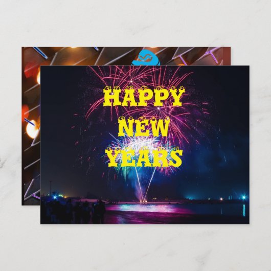 GLÜCKLICH NEUJAHRE POSTKARTE (Vorne/Hinten)