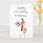 GLÜCKLICH ***OKTOBER*** GEBURTSTAG FÜR **HER** KAR KARTE (Gelbe Blume)