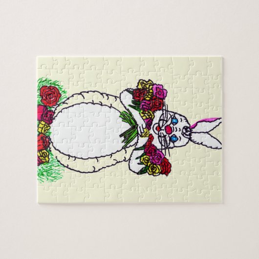 GLÜCKLICH OSTERBUNNY MIT ROSE PUZZLE (Horizontal)