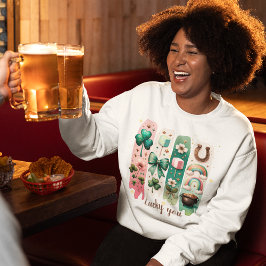 Glücklich Personalisiert Grün und Rosa Frauen Sweatshirt