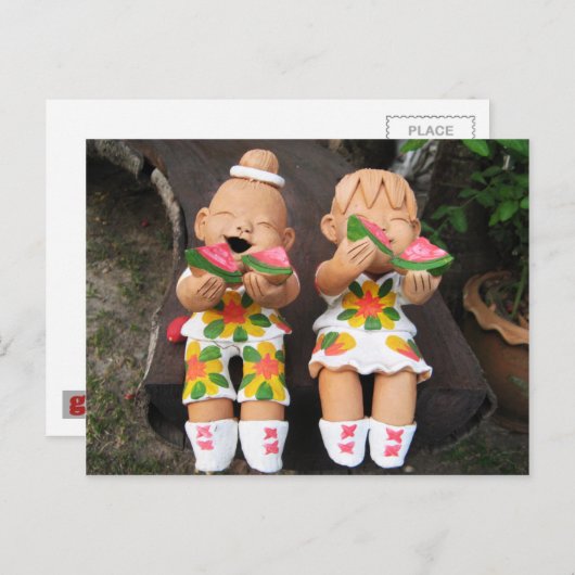 glücklich postkarte (Vorne/Hinten)