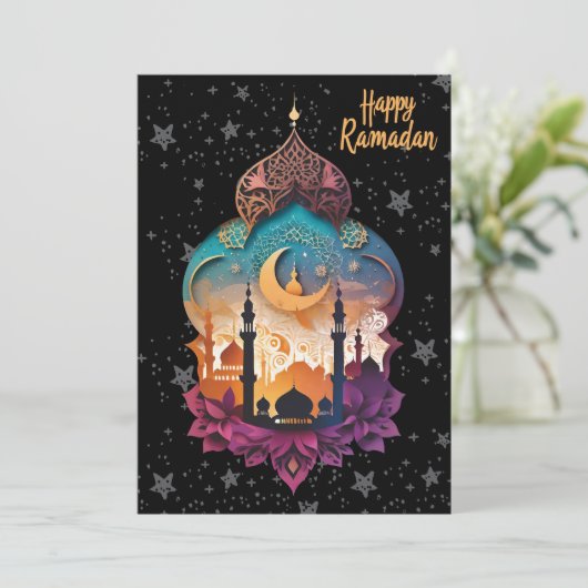 glücklich Ramadan Feiertagskarte (Stehend Vorderseite)