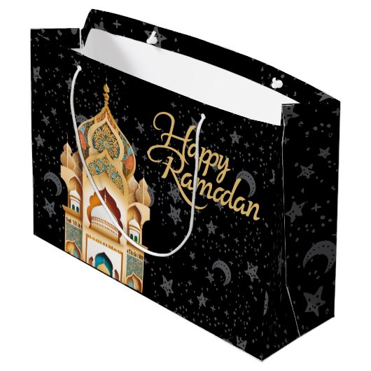 glücklich Ramadan Große Geschenktüte (Rückseite Schrägansicht)