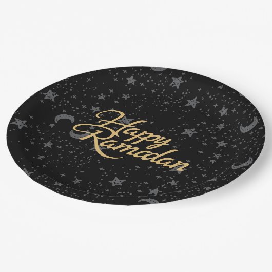 glücklich Ramadan Pappteller (Schrägansicht)