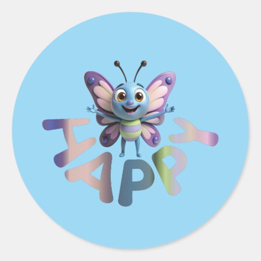 GLÜCKLICH RUNDER AUFKLEBER (Vorderseite)