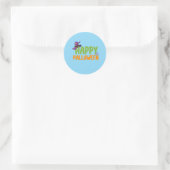 glücklich runder aufkleber (Tasche)