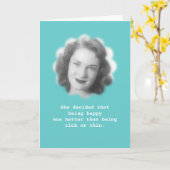 Glücklich sein, Spaß Vintages Foto Karte (Gelbe Blume)