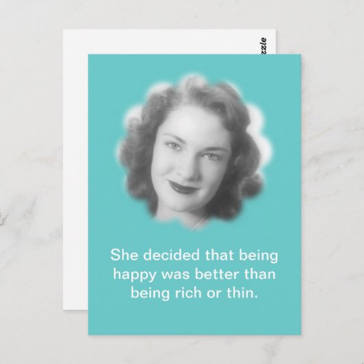 Glücklich sein, Spaß-Vintages Foto Postkarte (Vorne/Hinten)