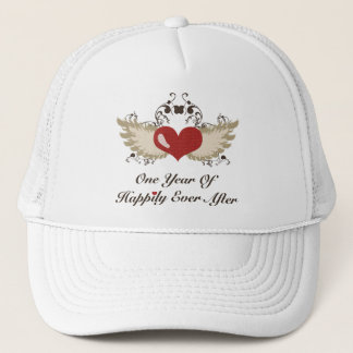 Glücklich seitdem erste Hochzeitstag-Kappe Truckerkappe